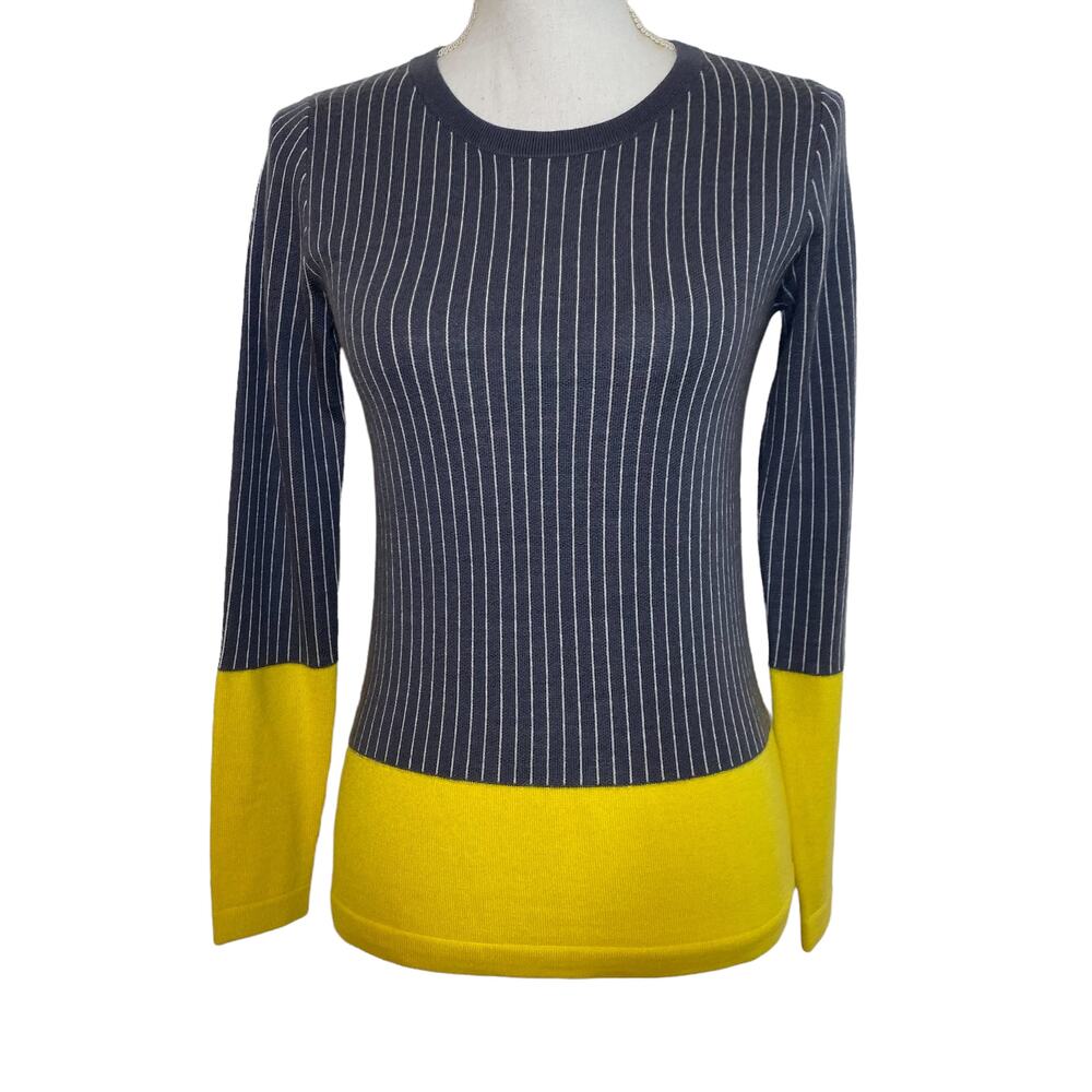 Lisa Perry Sweater Merino Wool Color Block Stripe… - image 3